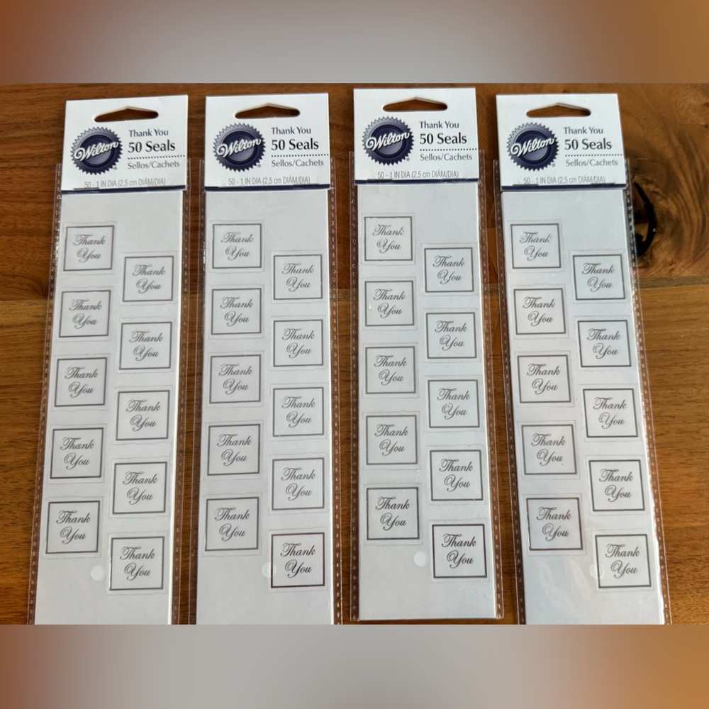 Wilton Thank You Stickers with Black Script